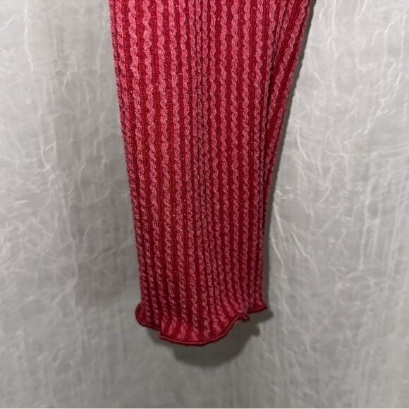 Moa Moa S Cranberry Red Ribbed Mock neck Long Sleeve Top - Picture 5 of 9